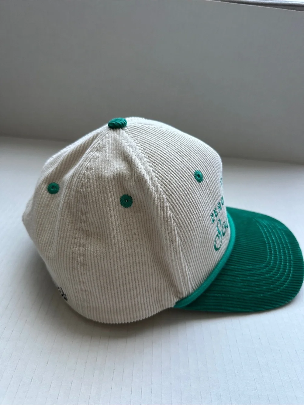 Zero Proof Two-Tone Corduroy Adjustable Cap - Cream & Green